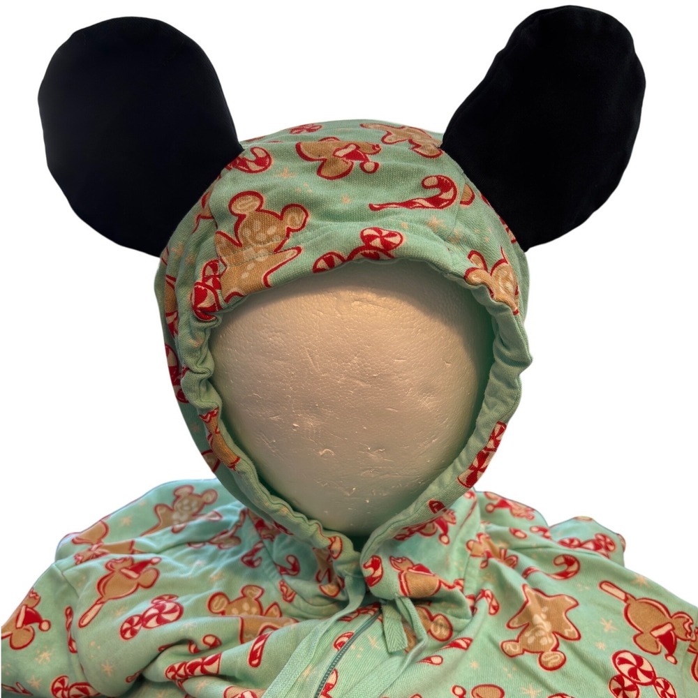 Disney Womens Gingerbread Man Candy Cane Hoodie Footless Pajamas‎ Jumpsuit M - Picture 5 of 7
